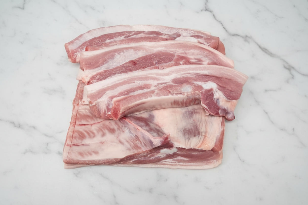 Raw belly pork strips