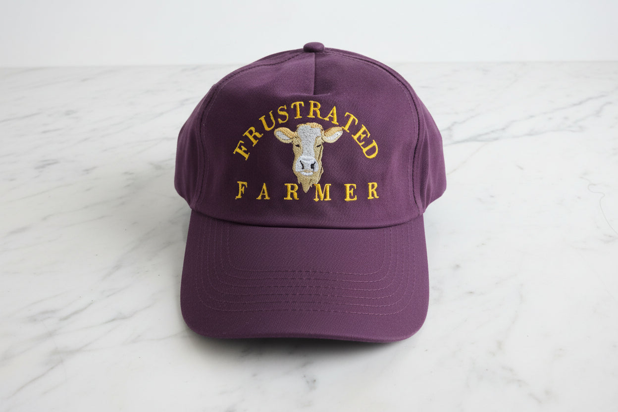 burgundy cap