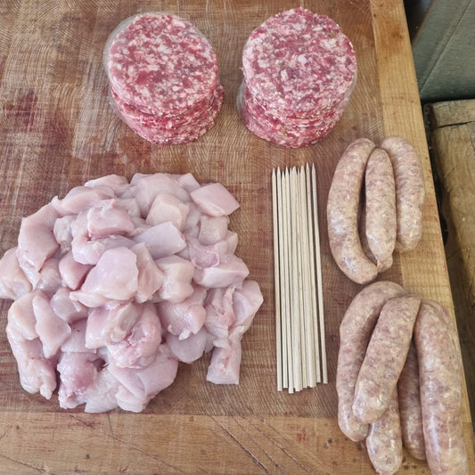 12 Lamb & Mint Burgers, Pork Sausage & Kebab BBQ Pack