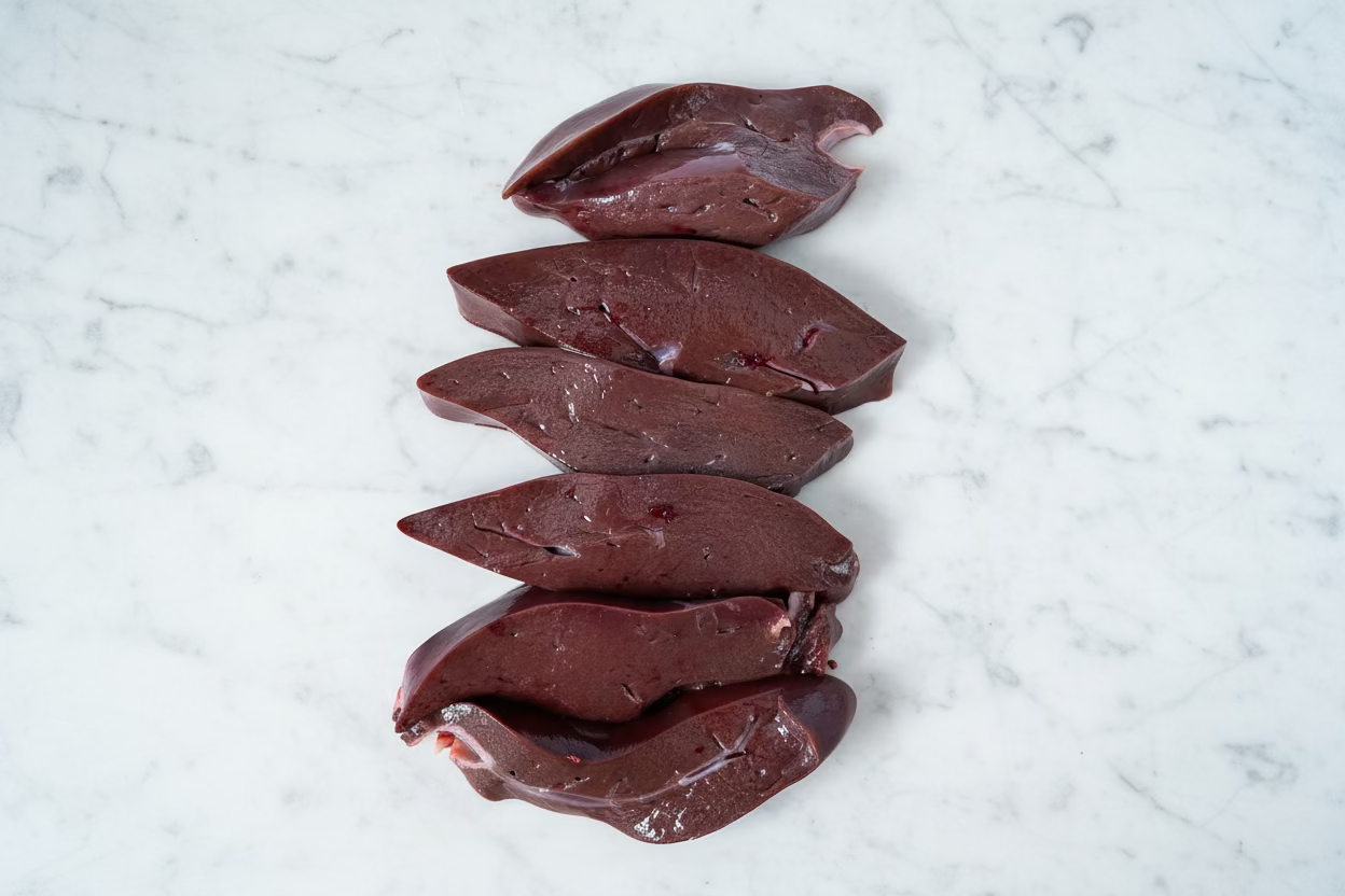 Several pieces of raw lamb's liver 